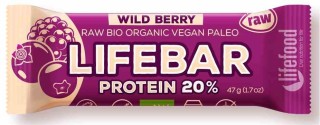 BATON PROTEINOWY Z OWOCAMI LEŚNYMI RAW BEZ DODATKU CUKRÓW BEZGLUTENOWY BIO 47 g - LIFEFOOD